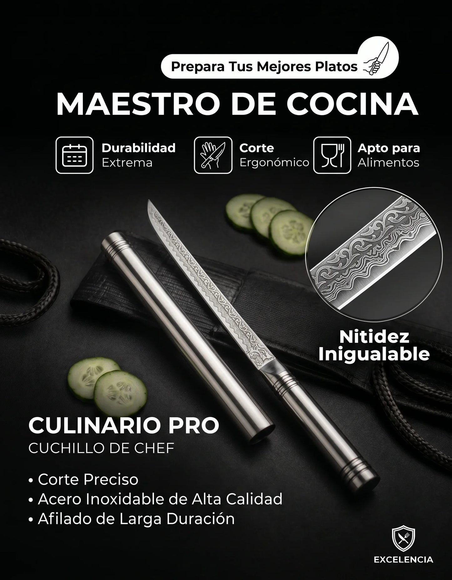 Cuchillo delgado en acero inoxidable , perfecto para casas , viajes y si eres amante del los picnic