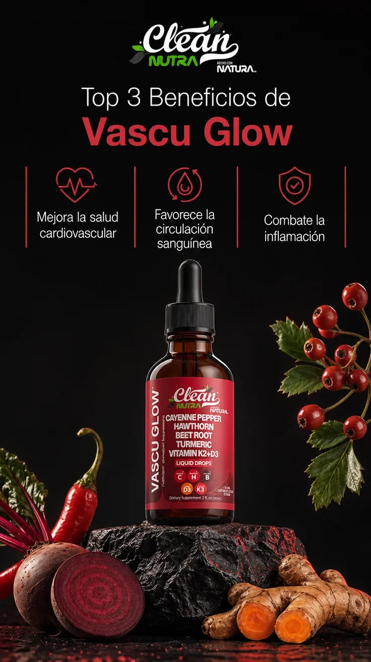 Vascu Glow suplemento líquido que mejorar la salud del corazón y la circulación sanguínea