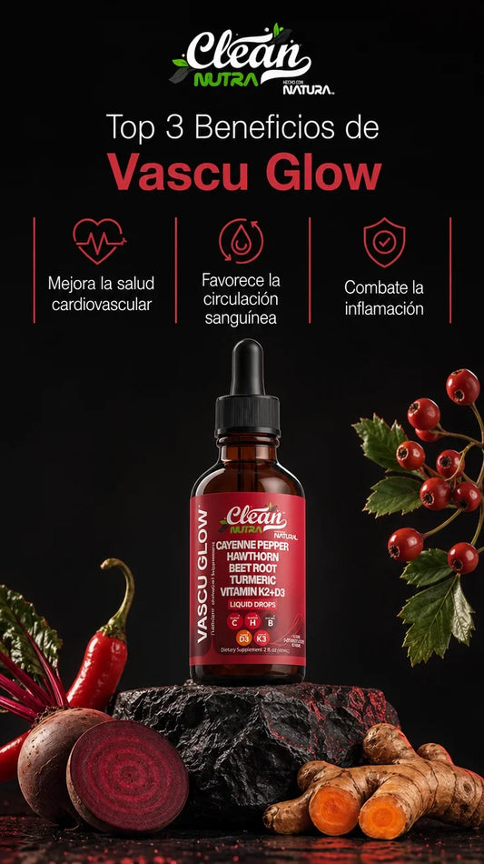 Vascu Glow suplemento líquido que mejorar la salud del corazón y la circulación sanguínea