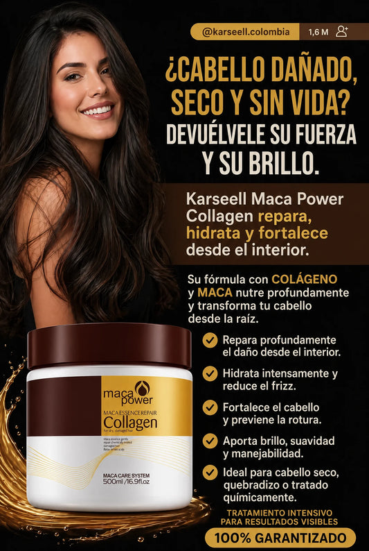 Karselll Hidrokeratinga Tratamiento profundo para cabello seco y dañado Colágeno + extracto de maca